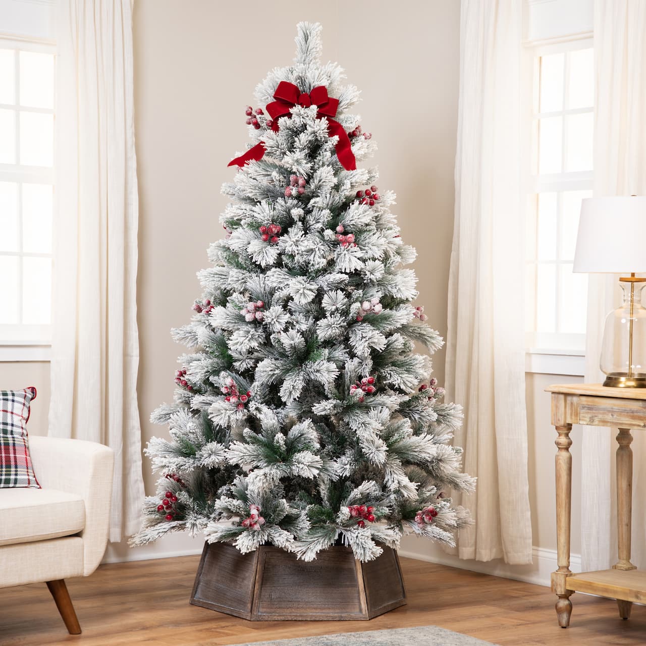 6.5ft. Unlit Full Flocked Fairfield Fir Artificial Christmas Tree